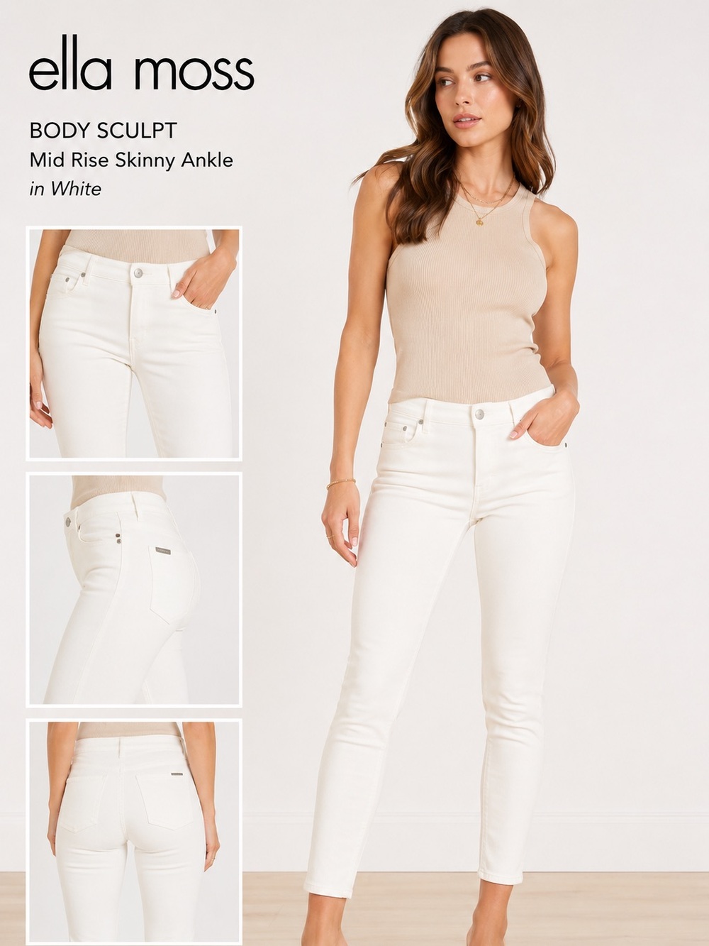 Ella Moss Body Sculpt Mid-Rise Skinny Ankle Jeans